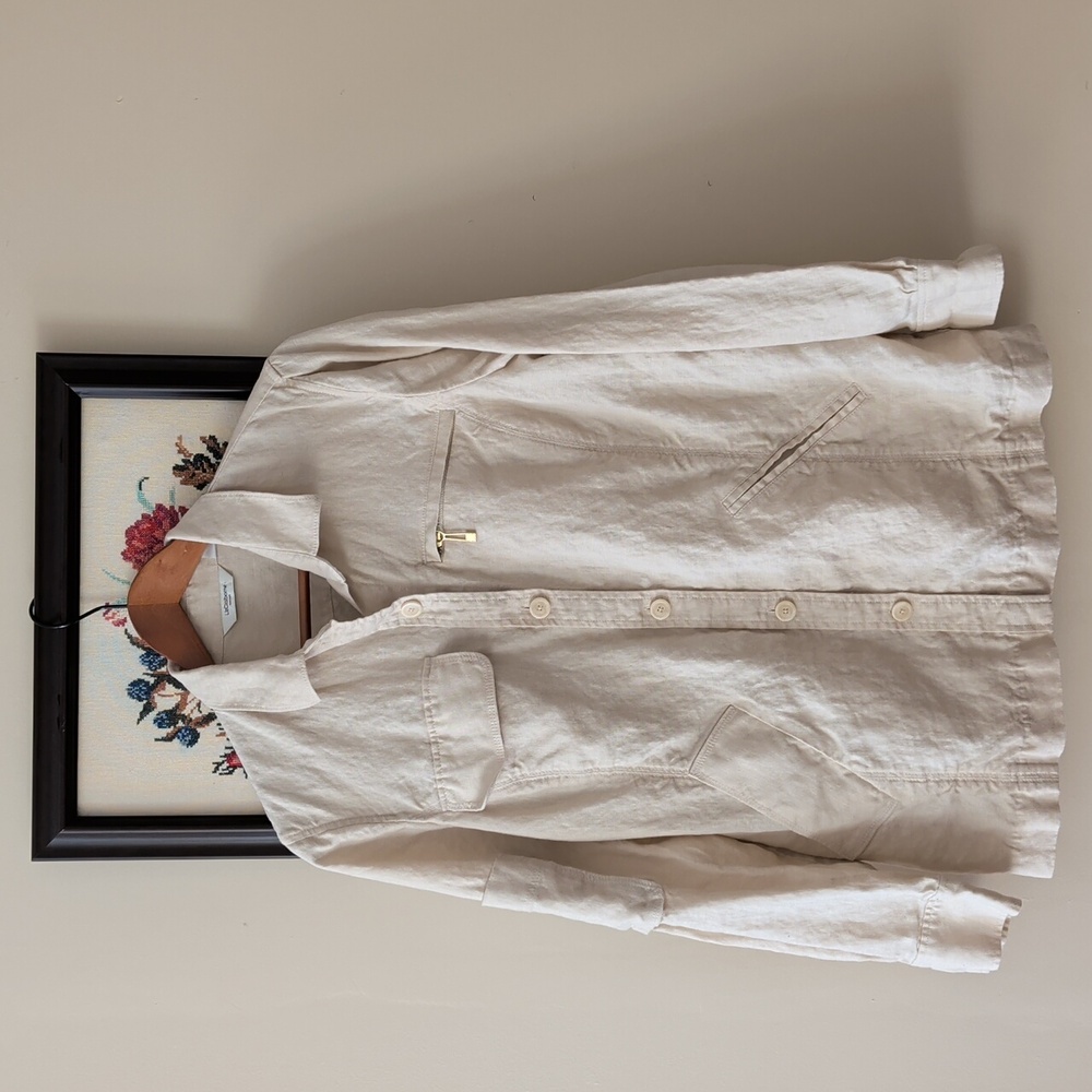 Liz Claiborne Vintage Safari Style Women's Cream Linen Jacket